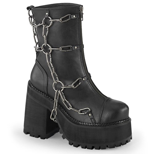 Black Demonia Assault-66 Vegan Leather Women's Ankle Boots | 34SYEH