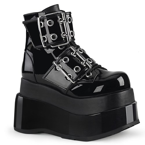 Black Demonia Bear-104 Patent-Vegan Leather Women's Ankle Boots | 13ZAUJ