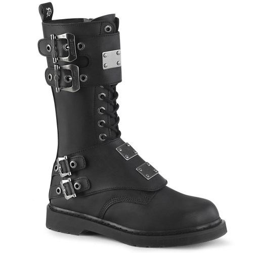 Black Demonia Bolt-345 Vegan Leather Women's Combat Boots | 03MRTD