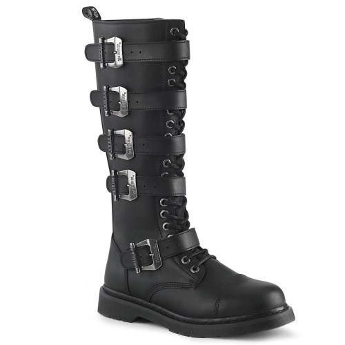 Black Demonia Bolt-425 Vegan Leather Men's Combat Boots | 68SMRA