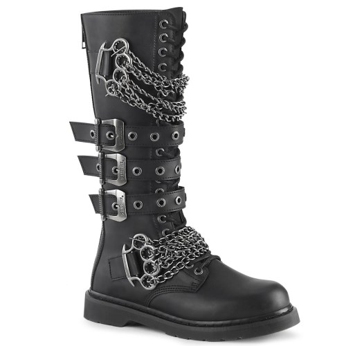 Black Demonia Bolt-450 Vegan Leather Men's Combat Boots | 05RHSM