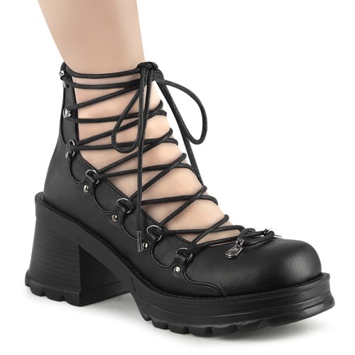 Black Demonia Bratty-32 Vegan Leather Women's Sandals | 56CSXO