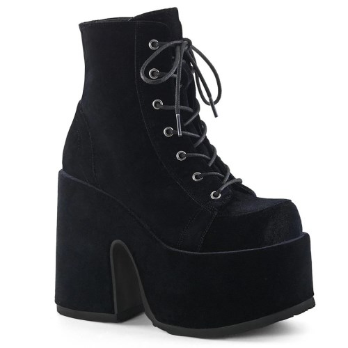 Black Demonia Camel-203 Velvet Women's Ankle Boots | 16NZEQ