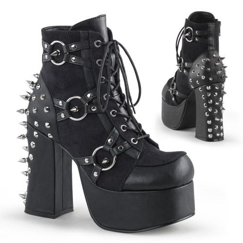 Black Demonia Charade-100 Vegan Leather-Suede Women's Ankle Boots | 45NESR