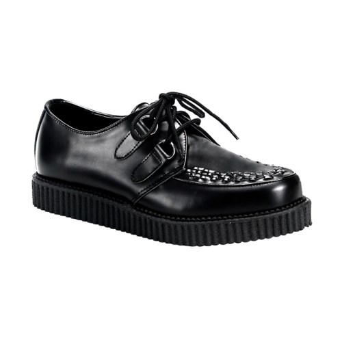 Black Demonia Creeper-602 Leather Men's Creepers Shoes | 05UJGY