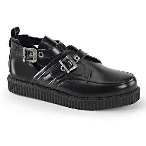 Black Demonia Creeper-615 Leather Women's Creepers Shoes | 96VNOG