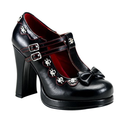 Black Demonia Crypto-06 Vegan Leather Women's Heels Shoes | 12LDZE