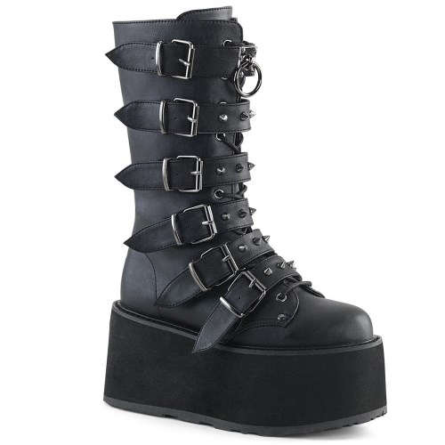 Black Demonia Damned-225 Vegan Leather Women's Knee-high Boots | 56HXJW