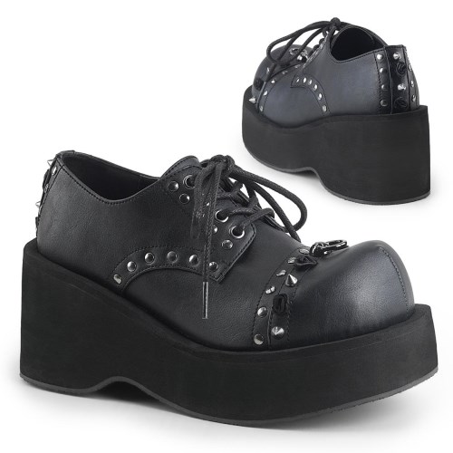 Black Demonia Dank-110 Vegan Leather Women's Platform Shoes | 90PLFC