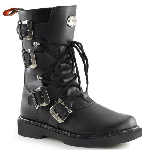 Black Demonia Defiant-306 Vegan Leather Men's Combat Boots | 25LOEG