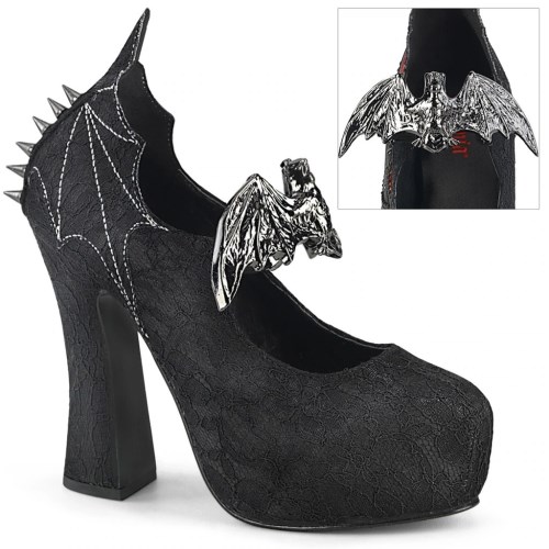 Black Demonia Demon-18 Satin Lace Women's Heels Shoes | 08KJTS