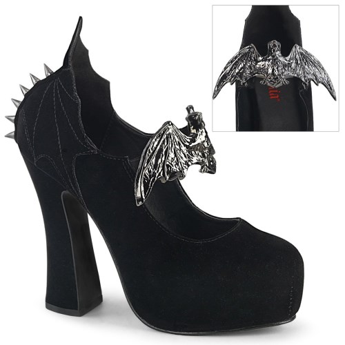 Black Demonia Demon-18 Velvet Women's Heels Shoes | 82PKNE