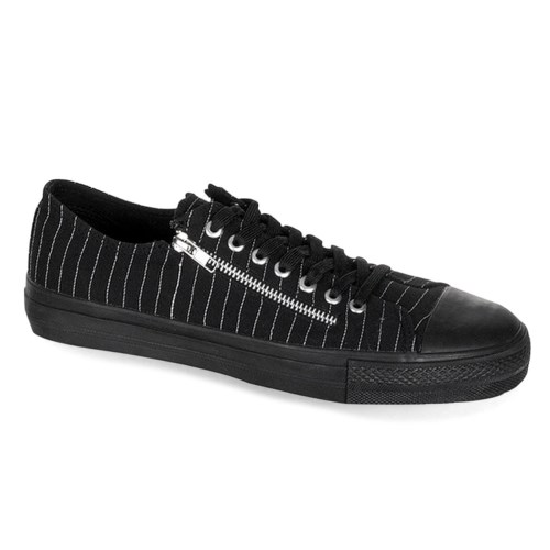 Black Demonia Deviant-06 Canvas Pinstripes Men's Sneakers | 94RFEA