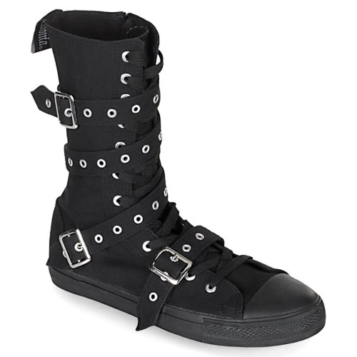 Black Demonia Deviant-204 Canvas Men's Sneakers | 36KBHE