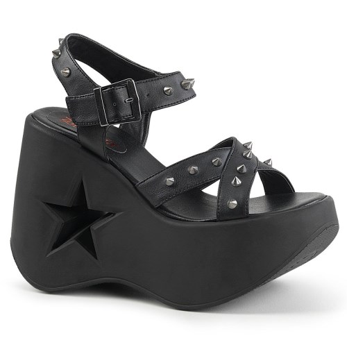 Black Demonia Dynamite-02 Vegan Leather Women's Platform Sandals | 30PJXY