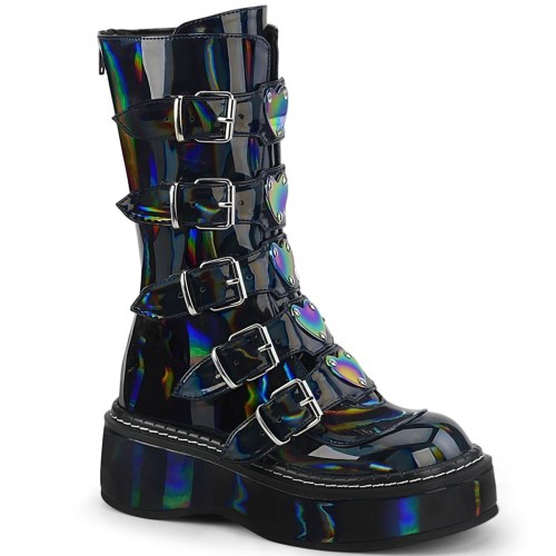 Black Demonia Emily-330 Hologram Women's Knee-high Boots | 59QNAR