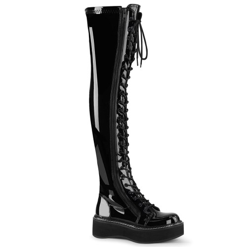 Black Demonia Emily-375 Patent Women's Over-the-knee Boots | 87FPHG