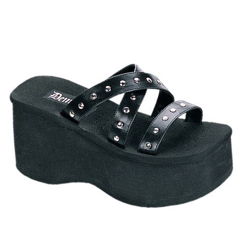 Black Demonia Funn-19 Vegan Leather Women's Sandals | 72AIQC