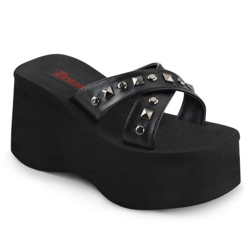 Black Demonia Funn-29 Vegan Leather Women's Sandals | 58XHVU