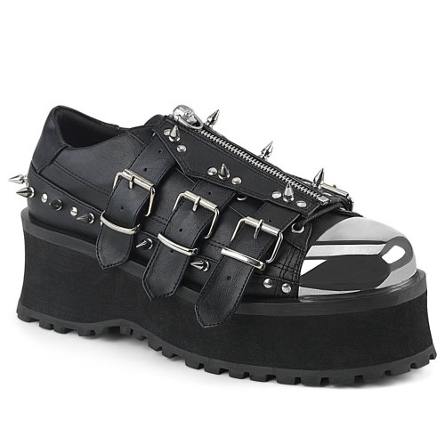 Black Demonia Gravedigger-03 Vegan Leather Men's Platform Shoes | 18TKHC