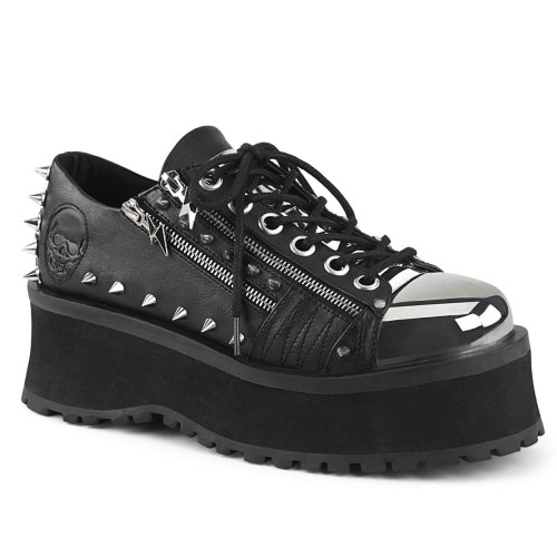 Black Demonia Gravedigger-04 Vegan Leather Men's Platform Shoes | 63AJQS