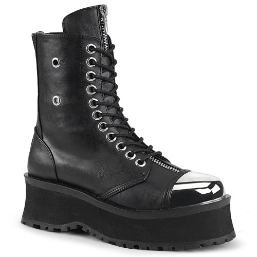 Black Demonia Gravedigger-10 Vegan Leather Women's Ankle Boots | 48FEHV