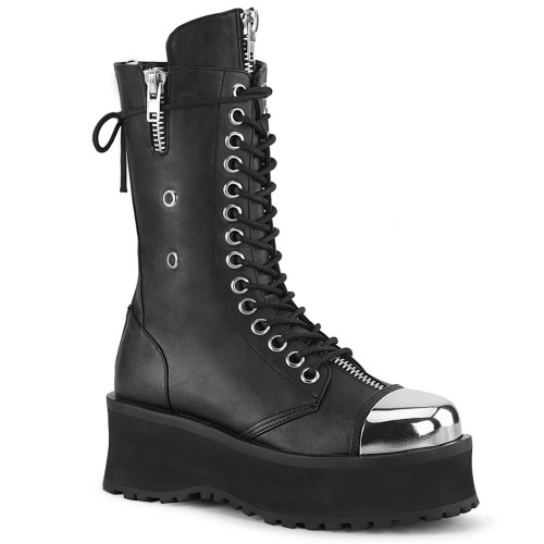 Black Demonia Gravedigger-14 Vegan Leather Women's Platform Boots | 64OEUS