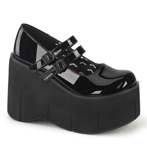 Black Demonia Kera-08 Patent Women's Mary Jane Shoes | 67MPWX