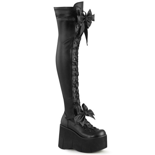 Black Demonia Kera-303 Stretch Vegan Leather Women's Over-the-knee Boots | 78BDFQ