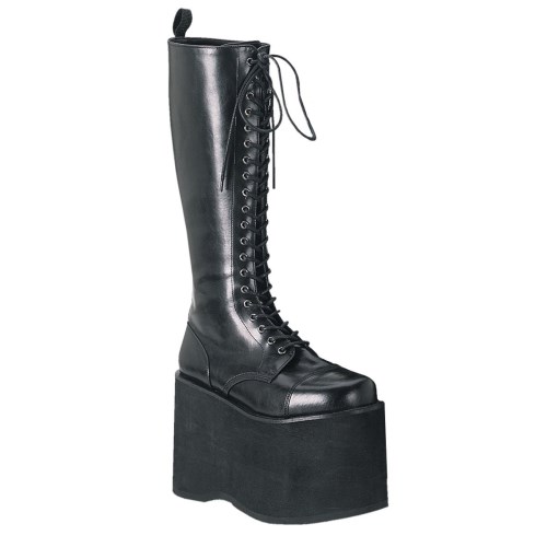 Black Demonia Mega-602 Faux Leather Men's Knee-high Boots | 87KBXH