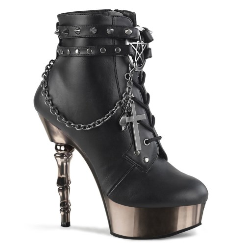 Black Demonia Muerto-1001 Faux Leather Women's Ankle Boots | 63IDVH