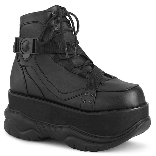 Black Demonia Neptune-181 Vegan Leather Men's Ankle Boots | 59FGMA