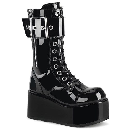 Black Demonia Petrol-150 Patent Men's Ankle Boots | 02RBIS