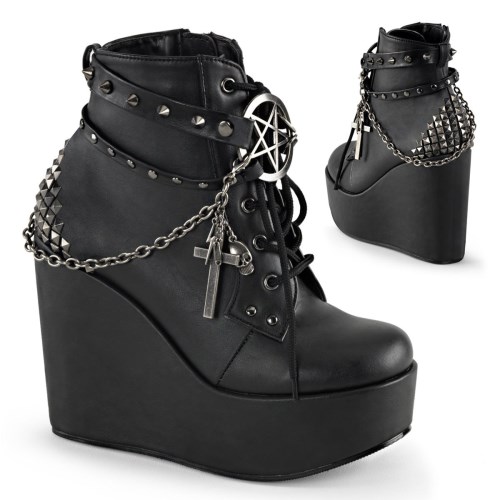 Black Demonia Poison-101 Vegan Leather Women's Ankle Boots | 54FHUW