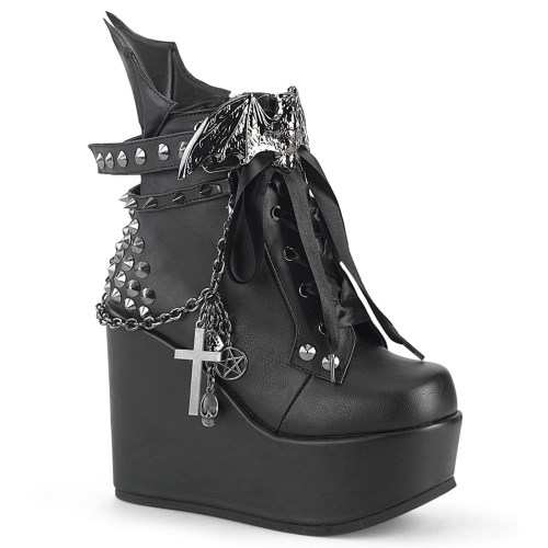 Black Demonia Poison-107 Vegan Leather Women's Ankle Boots | 05LYDQ