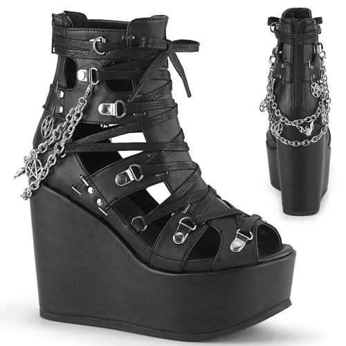 Black Demonia Poison-95 Vegan Leather Women's Ankle Boots | 95IKGF