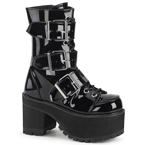 Black Demonia Ranger-308 Patent Women's Ankle Boots | 84NYQC