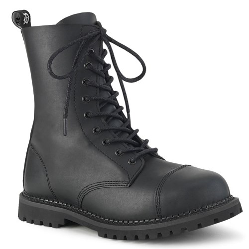 Black Demonia Riot-10 Vegan Leather Men's Ankle Boots | 85QMHW