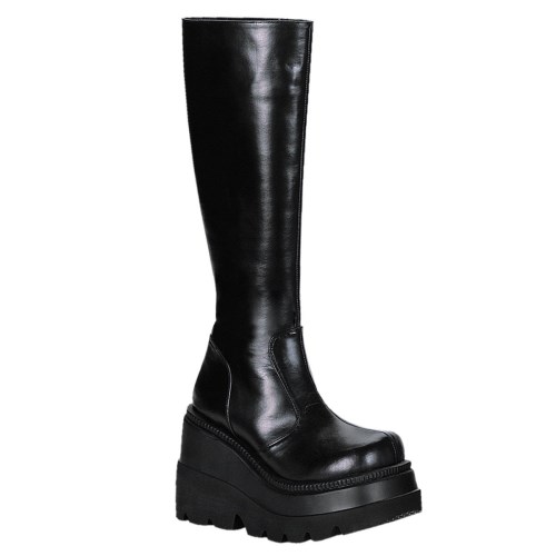 Black Demonia Shaker-100 Vegan Leather Women's Knee-high Boots | 96NIYU