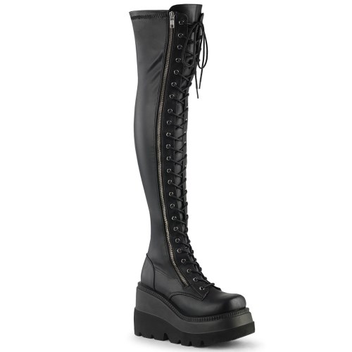 Black Demonia Shaker-374 Str. Vegan Leather Women's Over-the-knee Boots | 84WAZR