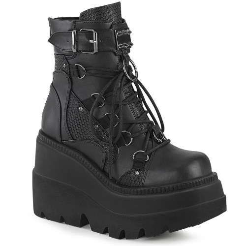 Black Demonia Shaker-60 Vegan Leather Women's Ankle Boots | 57WKDS