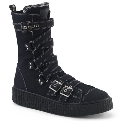 Black Demonia Sneeker-318 Canvas Women's Sneakers | 16RYHX