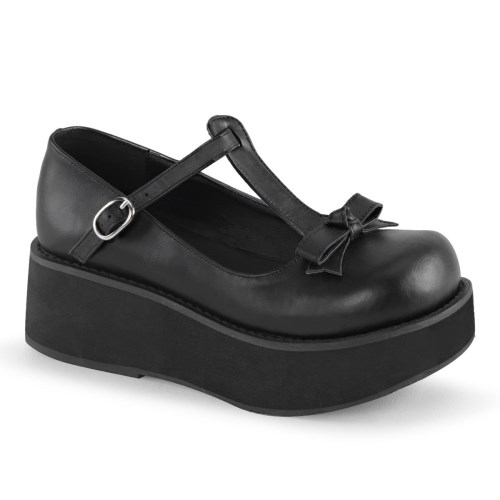 Black Demonia Sprite-03 Vegan Leather Women's Platform Shoes | 26DQYK