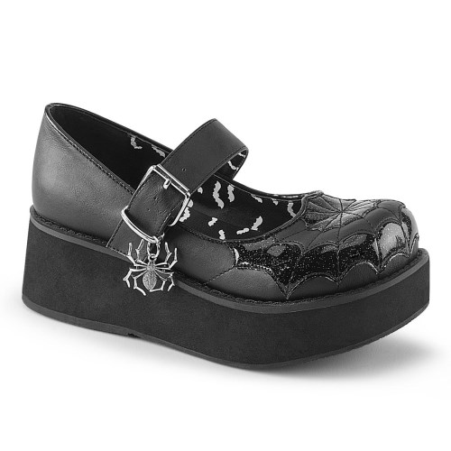 Black Demonia Sprite-05 Vegan Leather Patent Women's Mary Jane Shoes | 09VNWT