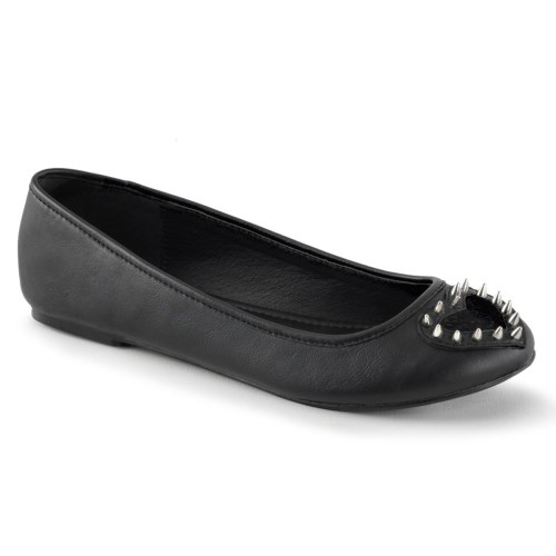 Black Demonia Star-24 Vegan Leather-Pony Faux Fur Women's Ballet Flats | 19YVNU