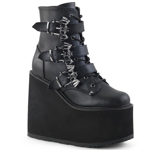 Black Demonia Swing-103 Vegan Leather Women's Ankle Boots | 57XNIC