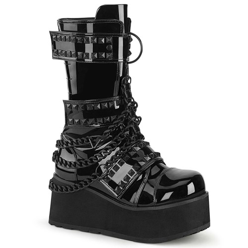 Black Demonia Trashville-138 Patent Men's Ankle Boots | 46ODEB