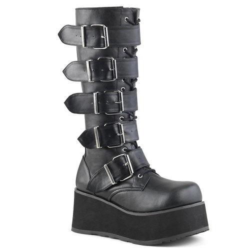 Black Demonia Trashville-518 Vegan Leather Women's Knee-high Boots | 76RMHW