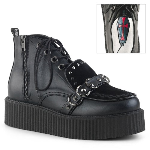 Black Demonia V-CREEPER-555 Vegan Leather-Faux Suede Men's Creepers Shoes | 48KLTG