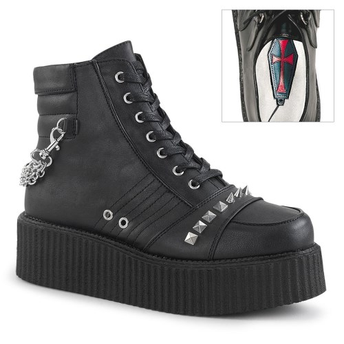 Black Demonia V-CREEPER-565 Vegan Leather Men's Creepers Shoes | 61WBJD